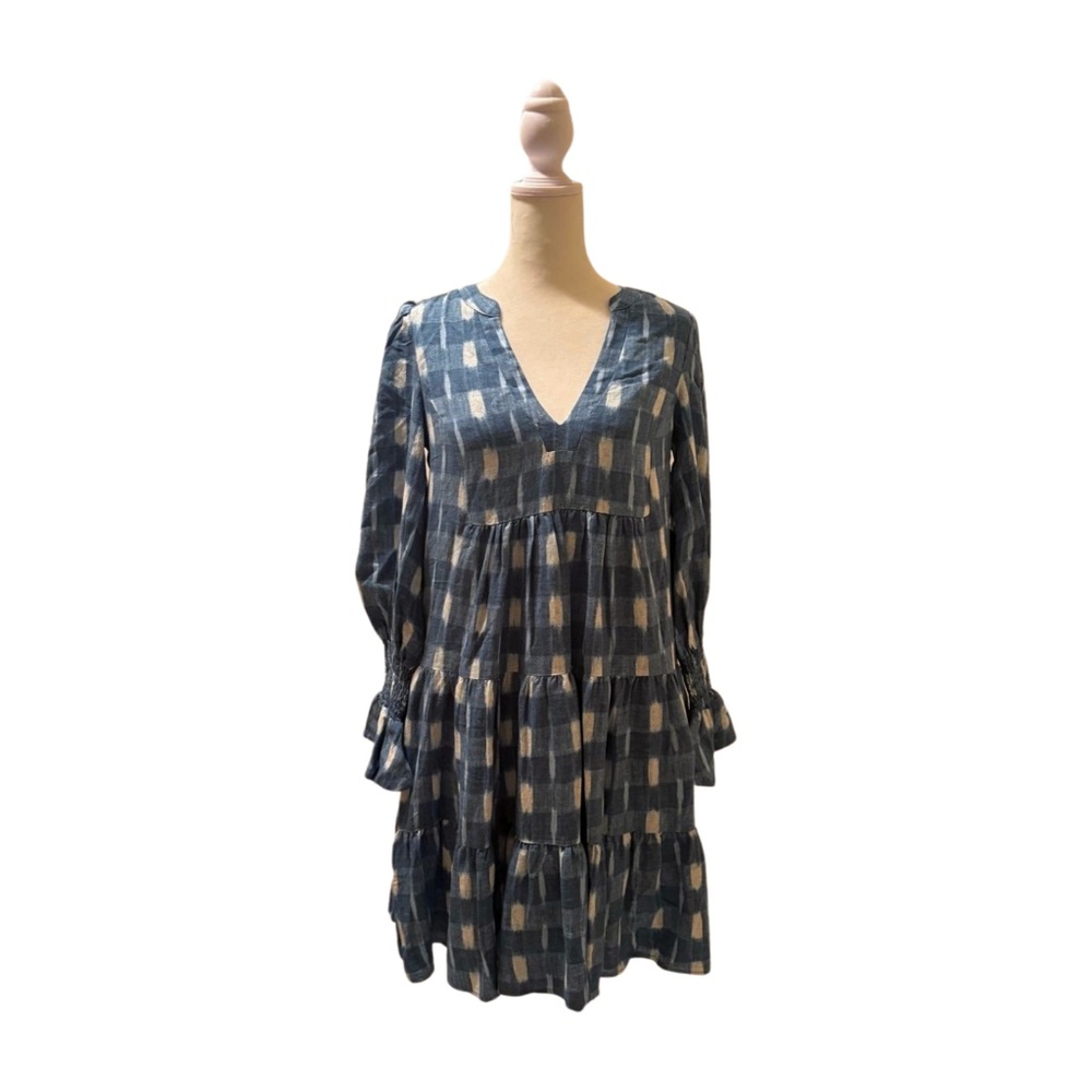 POMANDER PLACE by Tuckernuck Blue Ikat Tiered Dress – XS – NWT 💙